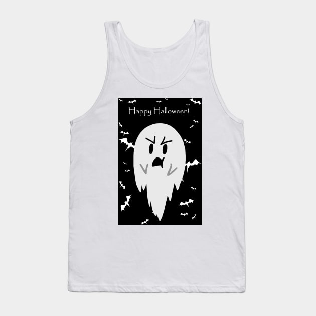 "Happy Halloween" Ghost Pout Tank Top by saradaboru